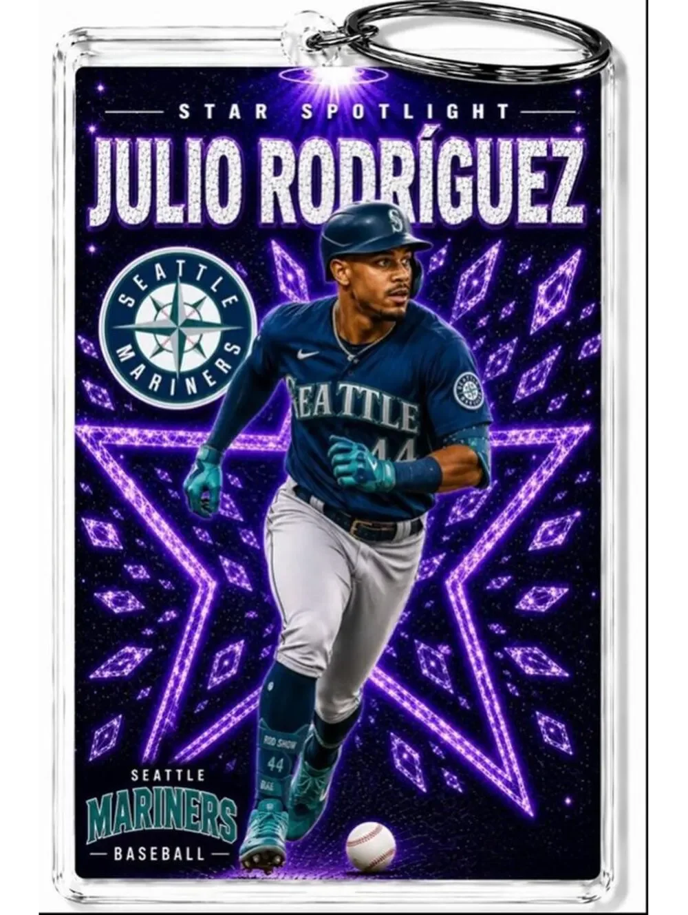 3974 Julio Rodriguez Keychain Purple Spotlight Premium Keychain No Nameplate